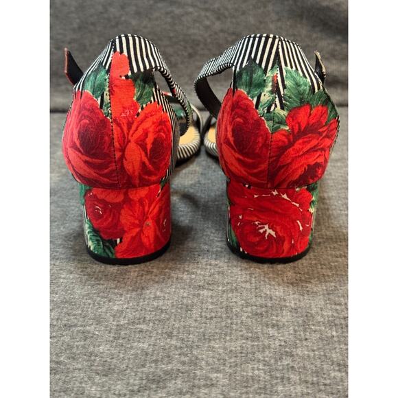 Torrid Rose Floral Striped Ankle Strap Block Heel - Women's Size 9 - Picture 4 of 6